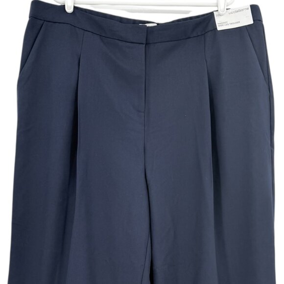 Liz Claiborne Women's Margot Wide Leg Pleated Stretch Blue Trousers Size 20W NWT - Picture 3 of 12